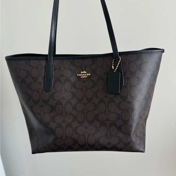 Coach Handbags - Coach Black and Brown Signature Tote